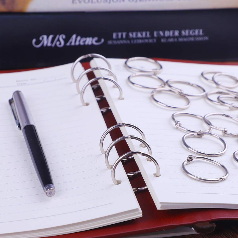 Antner 1.2 Inch Loose Leaf Binder Rings, 50 Pack Nickel Plated Small Metal Office Book Rings Keychain Keyrings for Paper, Index Cards, Flashcards, Scrapbooks, Home and Office Documents Organization - Image 4